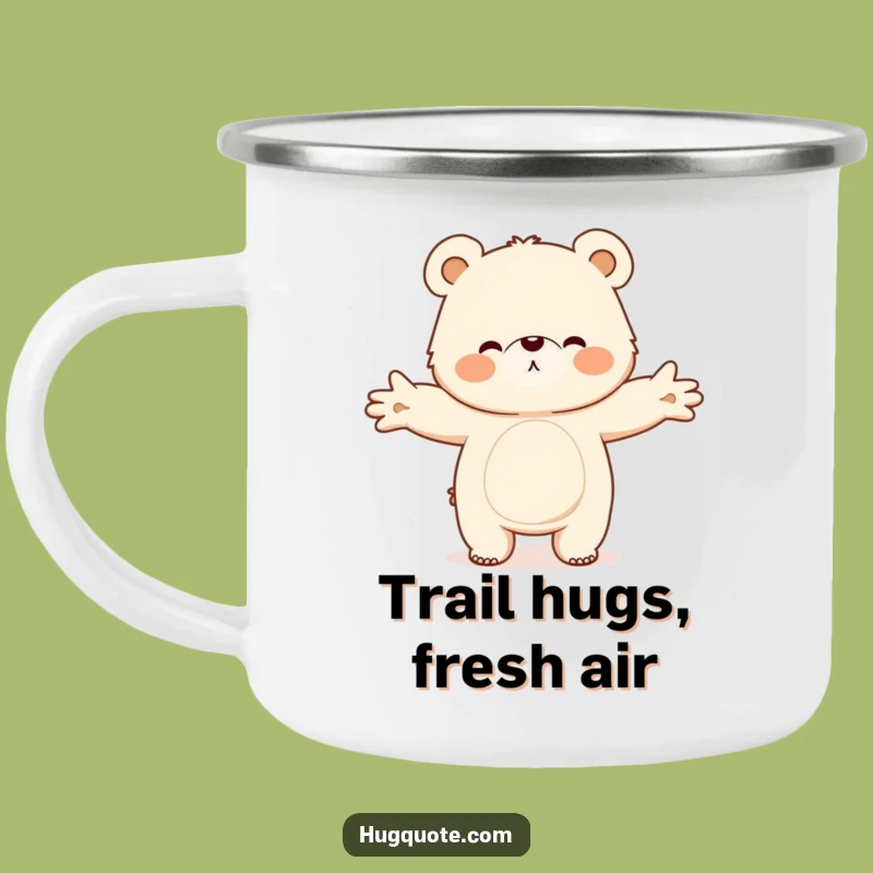 Funny Bear Hug Camping Mug, Durable Fluffy Character Outdoor Cup Gift