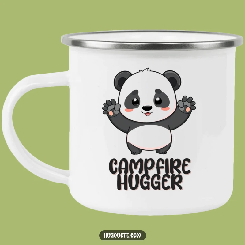 Funny Determined Panda Squeeze Enamel Camping Mug - Outdoor Hug Drinkware