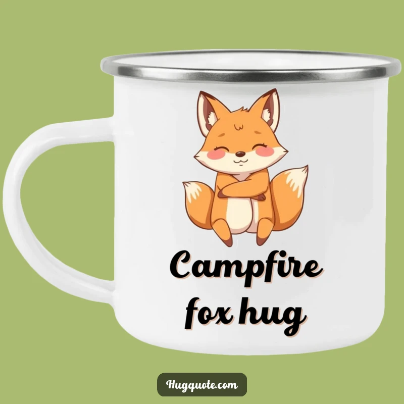 Funny Fox Hug Camping Mug, Energetic Character Cup for Playful Campers