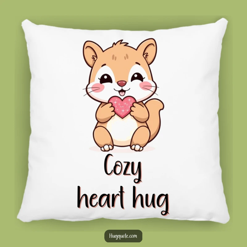 Funny Squirrel Heart Pillow: Cozy & Cute Decor!