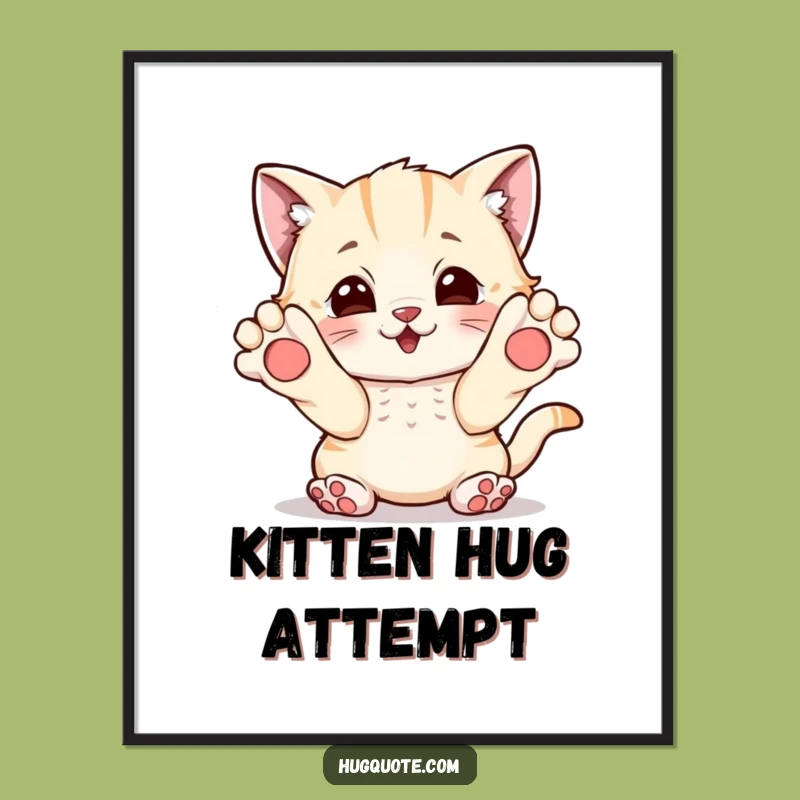 Funny Kitten Hug Digital Art: Instant Playful Decor!