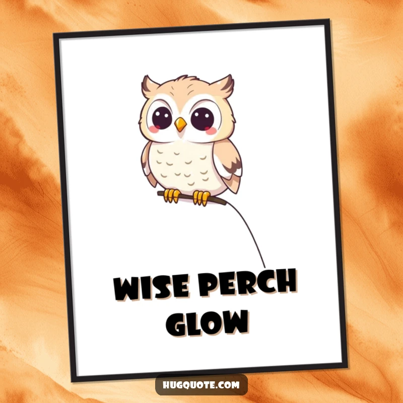 Funny small owl character happily perched on a shoulder, captured in a high-resolution digital art print.