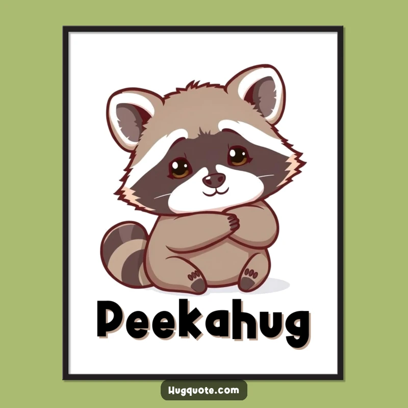 Funny Raccoon Digital Art: Curious Hug Wall Decor for Joy