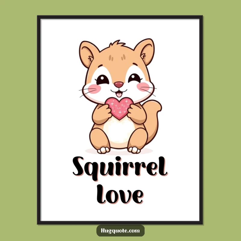 Funny Squirrel Heart Digital Art: Instant Adorable Decor!