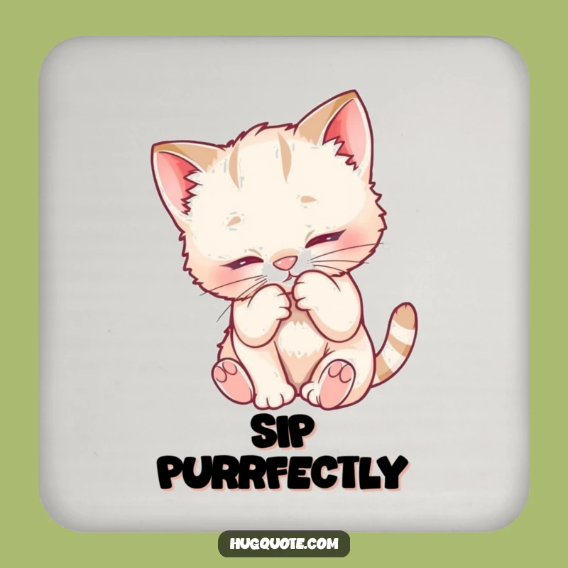 Funny Kitten Nuzzle Drink Coaster, Cute Cat Art for Cozy Table Settings