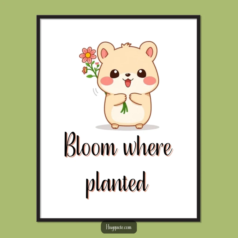 Funny Little Animal Flower Poster: Brighten Your Walls with Cheerful Art