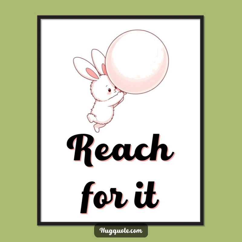 Funny Bunny Balloon Hug Poster: Adorable Wall Art!