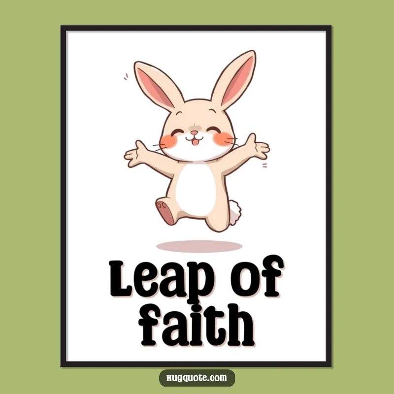 Funny Bunny Leap Poster: Rabbit Hugs Air Art - Joyful Wall Decor!
