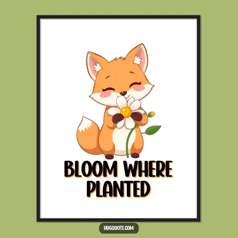 Funny Fox Flower Hug Poster: Bring Nature's Joyful Art Home!