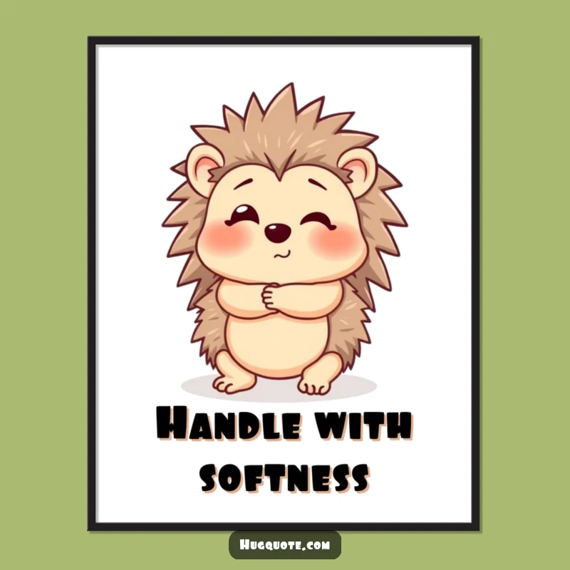 Funny Hedgehog Poster: Adorable Cautious Hug for Your Wall Art