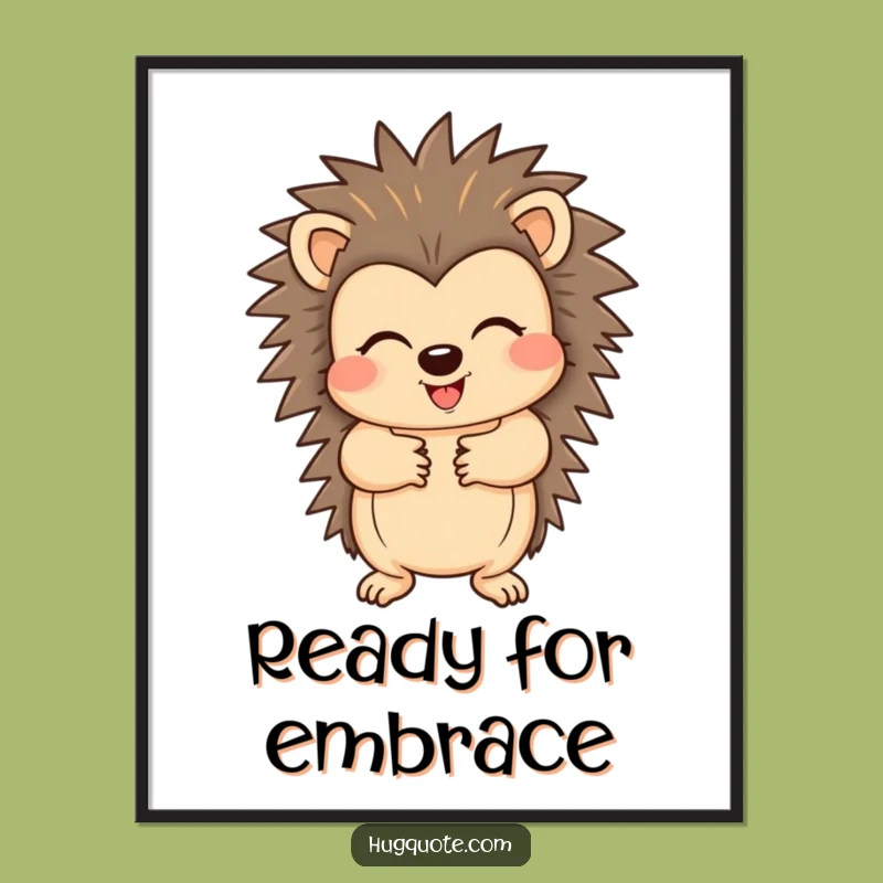 Funny Hedgehog Wall Art: Cheerful Hug Character Poster for Joyful Decor