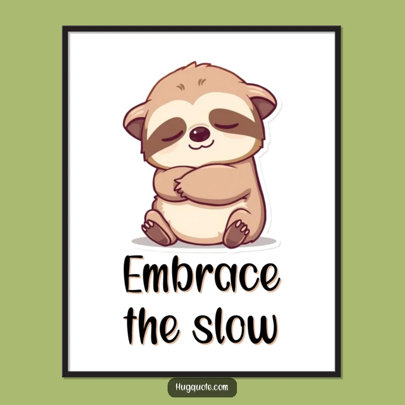 Funny Sloth Embrace Poster: Relaxed Cartoon Wall Art Gift