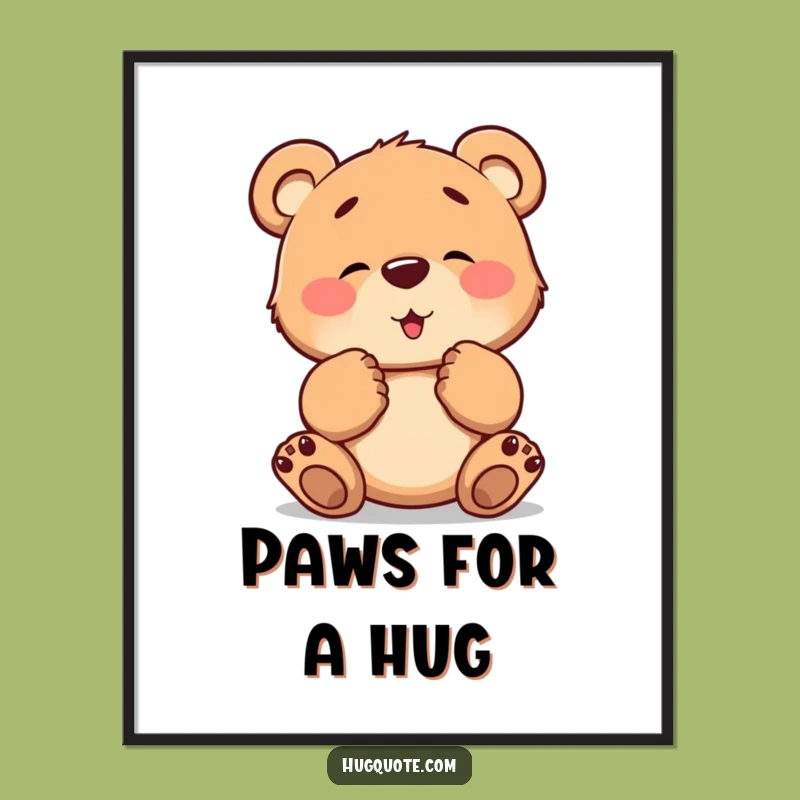 Funny Bear Hug Poster: Adorable Cub Invites Warmth to Your Walls