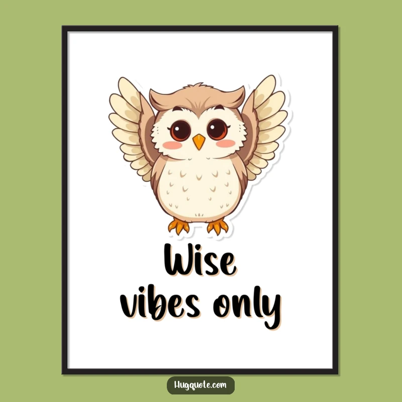 Funny Curious Owl Poster: Wise Bird Wings Art - Whimsical Wall Decor!