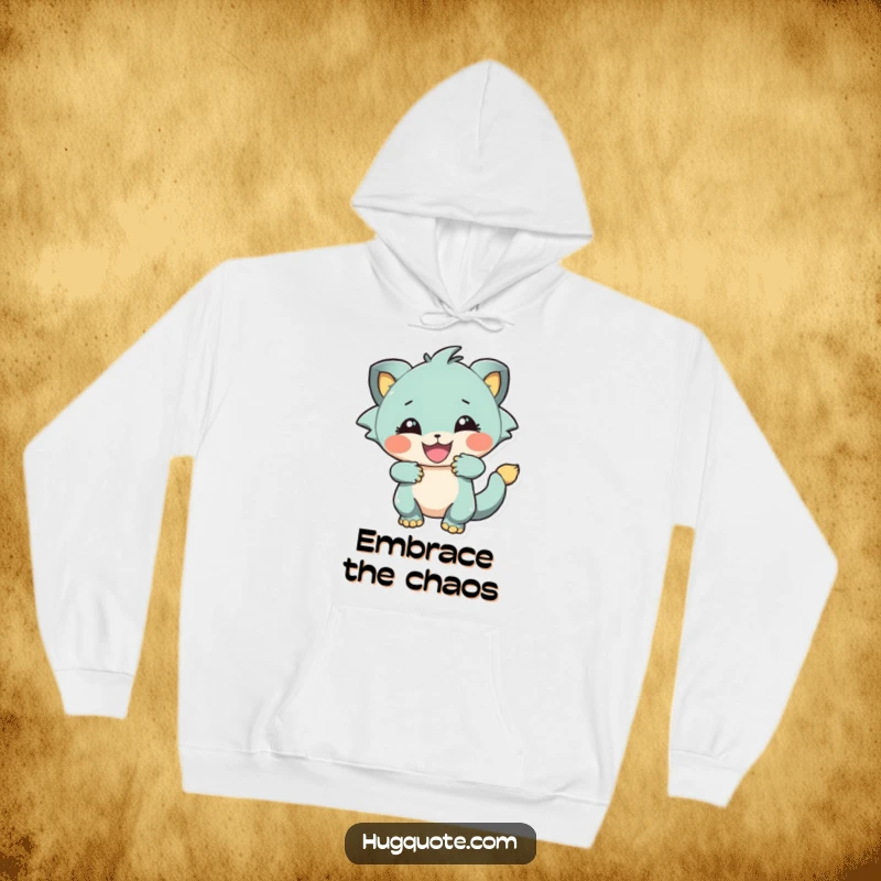 Funny hoodie featuring a creature in a playful, energetic embrace, perfect for staying warm while radiating enthusiasm.