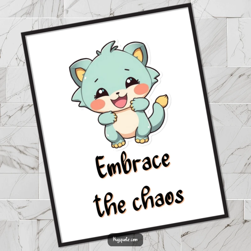 Funny Free Printable Wall Art: A creature is caught mid-embrace, full of playful energy. Dynamic downloadable art.