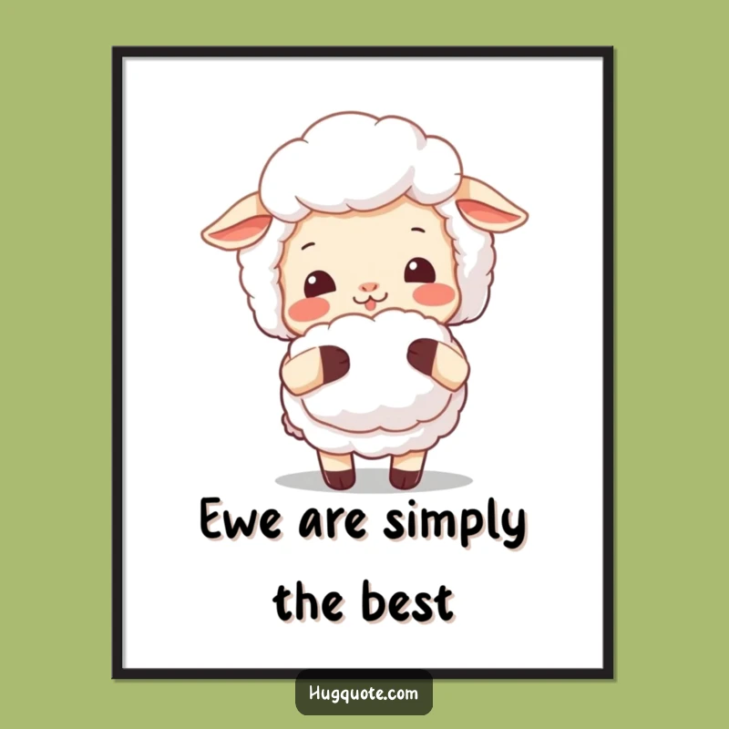 Free Printable Wall Art: Smiling Sheep Hug Downloadable Decor