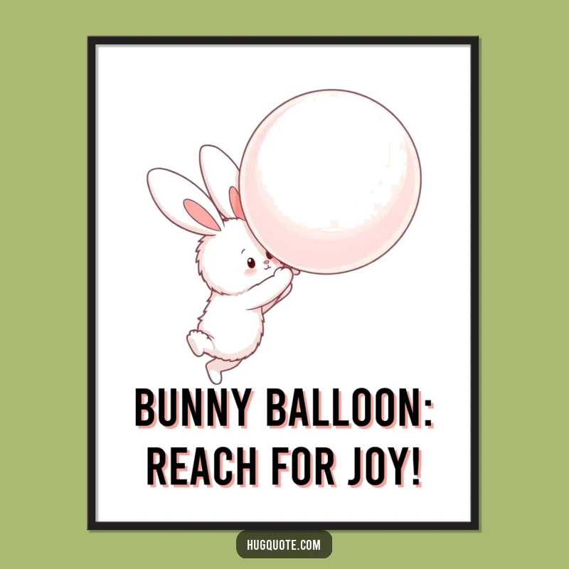 Free Printable Wall Art: Whimsical Bunny Balloon, Downloadable Cute Decor