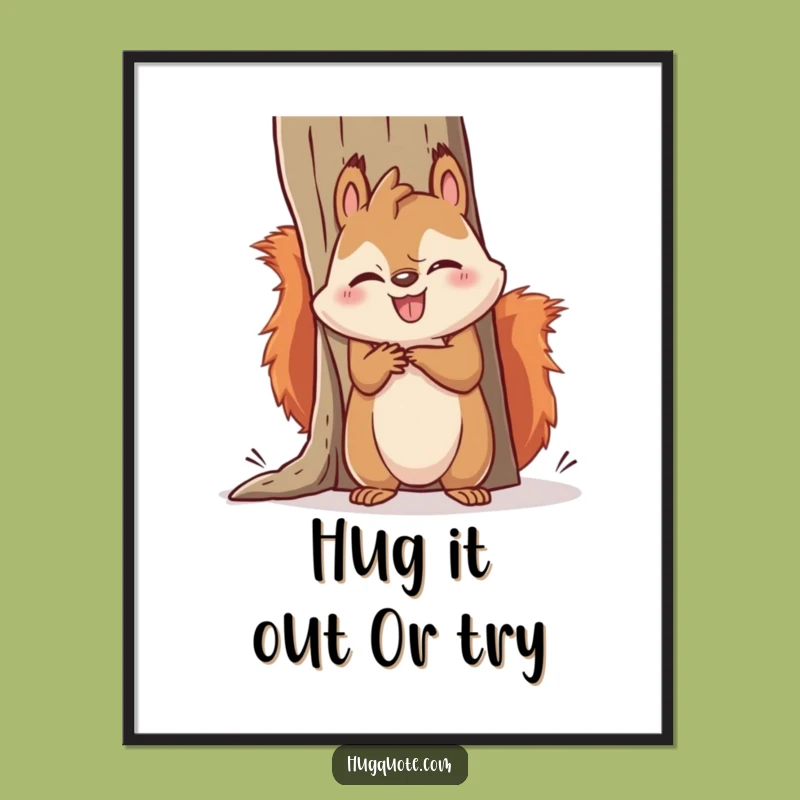 Funny Free Printable Wall Art: Squirrel Hug Fail - Cute Downloadable Decor
