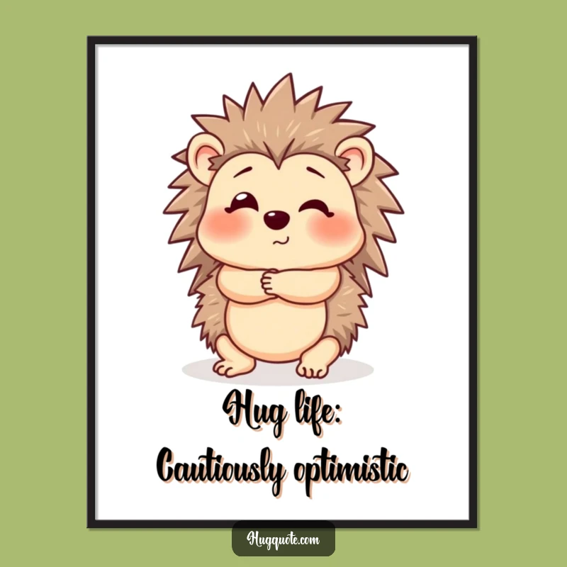 Free Printable Wall Art: Cautious Hedgehog Hug for Funny, Downloadable Decor