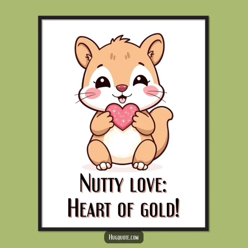 Free Printable Wall Art: Whimsical Squirrel Heart, Downloadable Cute Decor