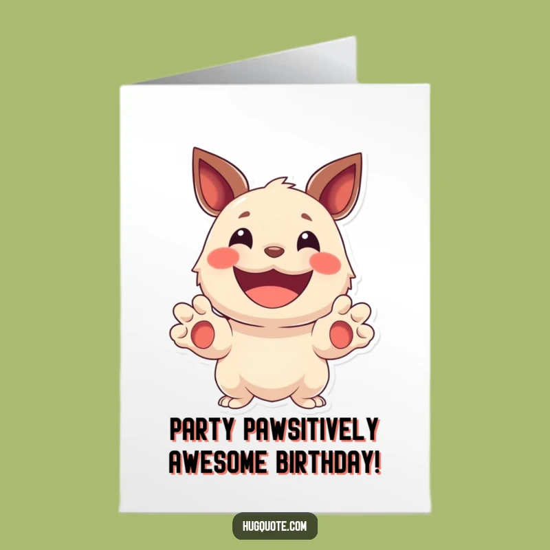 Free Printable Birthday Card: Funny Creature Pawsitively Cheerful Downloadable Gift