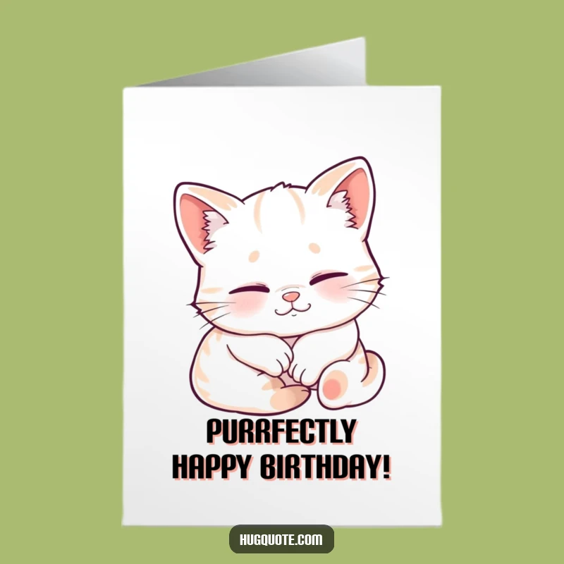 Free Printable Birthday Card: Sleepy Kitten Embrace - Cozy Downloadable Gift