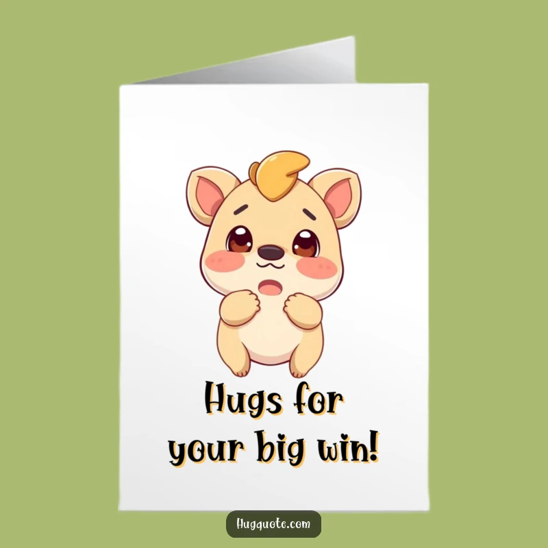 Free Printable Congrats Card: Eager Creature Hug Downloadable