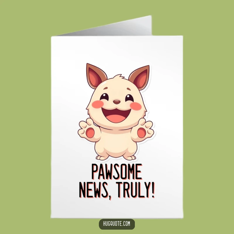 Free Printable Congrats Card: Smiling Creature's Joyful Paws Downloadable