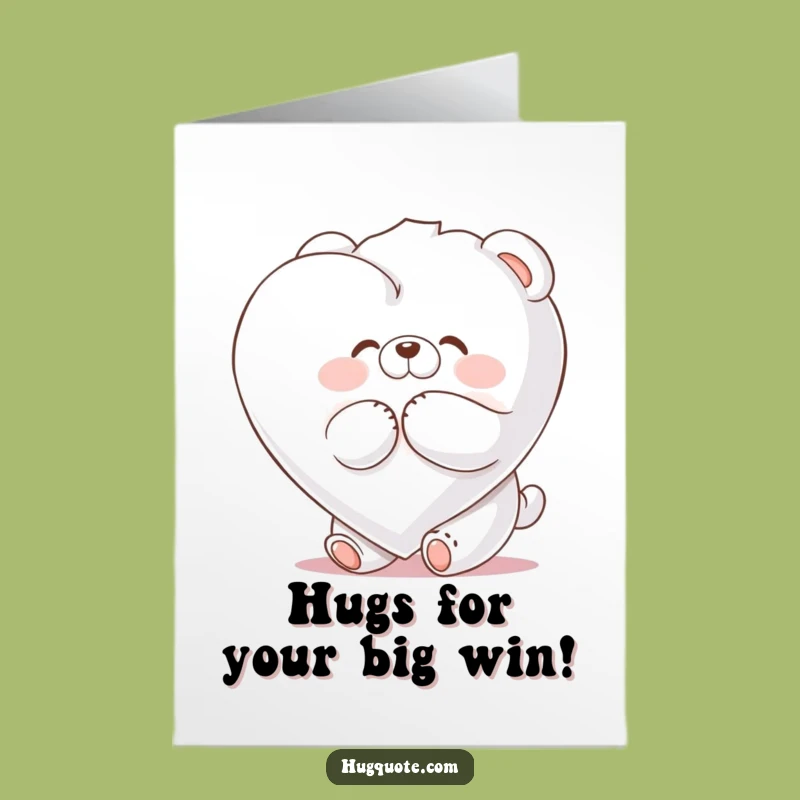 Free Printable Congrats Card: Bear Hugging Marshmallow Heart Funny Downloadable Gift