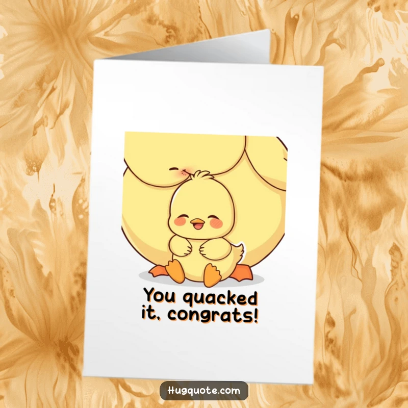 Funny Free Printable Congrats Card: Two happy ducklings embracing, a sweet and downloadable design for celebrating achievements with cheer.