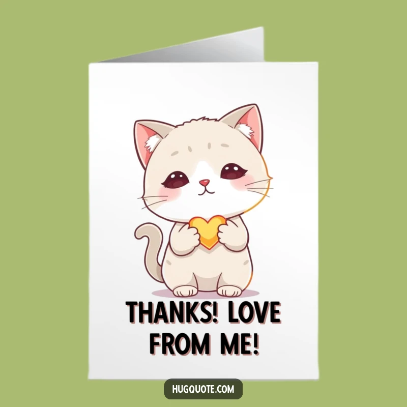 Free Printable Shy Cat Thank You Card: Adorable Funny Downloadable Gift!