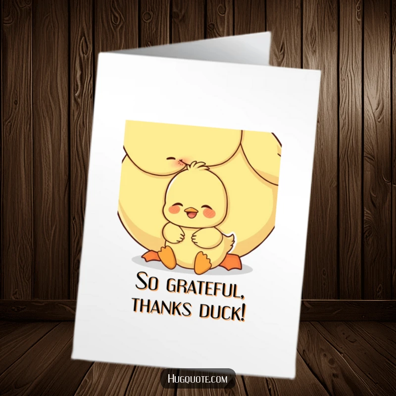 Funny Free Printable Thank You Card: Happy ducklings embracing, a sweet and downloadable design to express heartfelt gratitude.