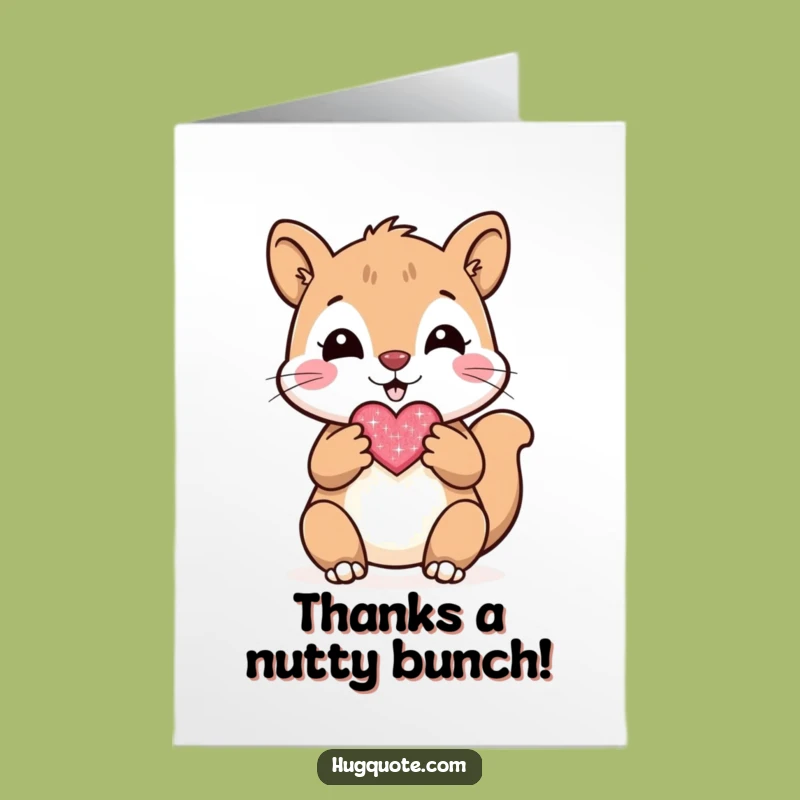 Free Printable Thank You Card: Sweet Squirrel Heart, Downloadable Gratitude Gift