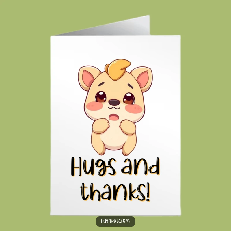 Free Printable Thank You Card: Creature's Hug Downloadable