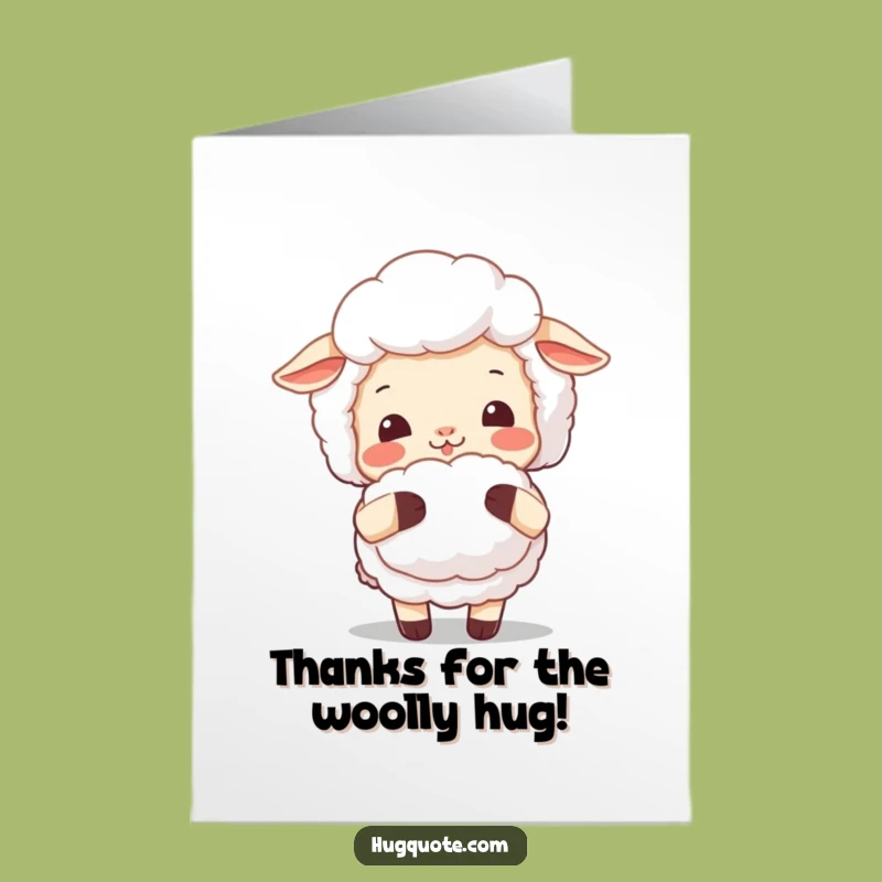 Free Printable Thank You Card: Smiling Sheep Hug Downloadable Gratitude