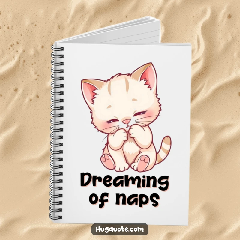 Funny notebook with a playful kitten character nuzzling into a fuzzy chest, ideal for journaling and jotting down cute ideas.
