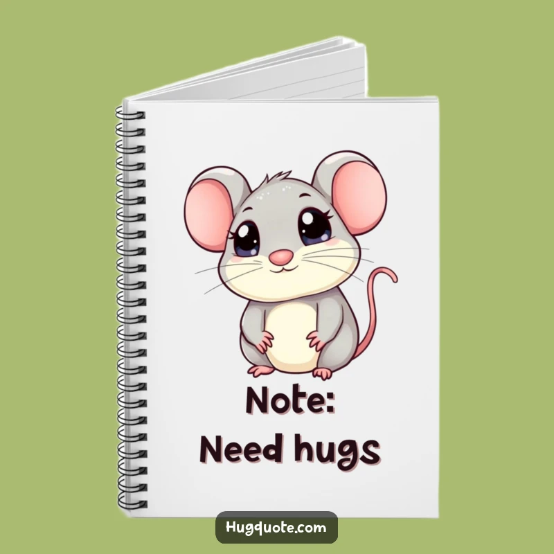 Funny Kawaii Mouse Hug Notebook - Cute Peeking Journal Gift