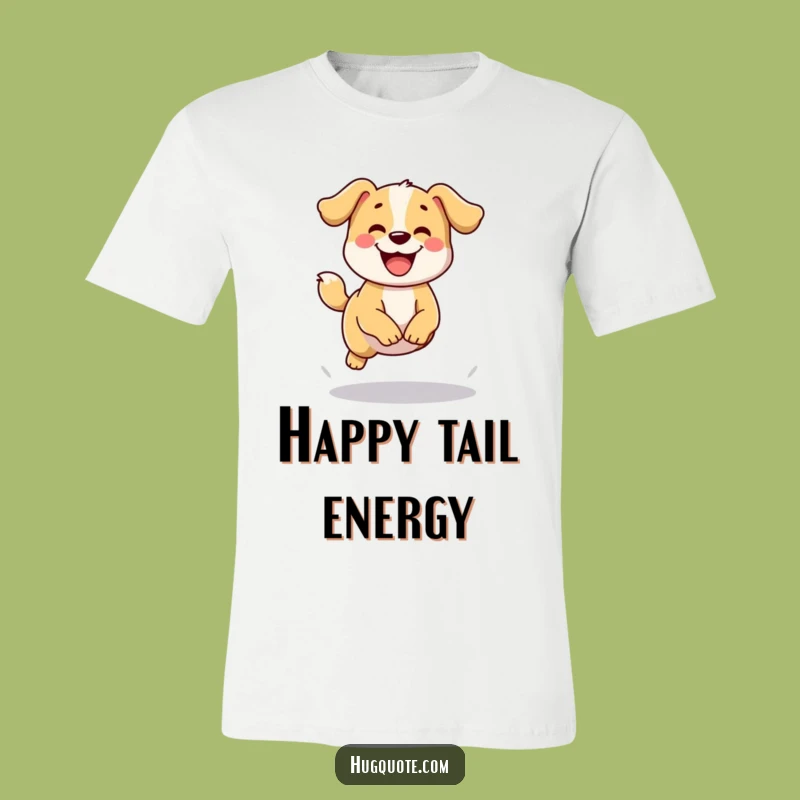 Funny Dog Jump T-Shirt: Happy Pup Wags Tail - Comedic Pet Apparel!