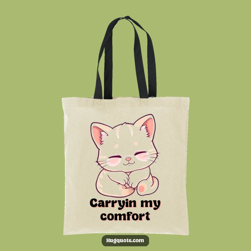Funny Sleepy Kitten Embrace Tote Bag: Carry Your Cuddles