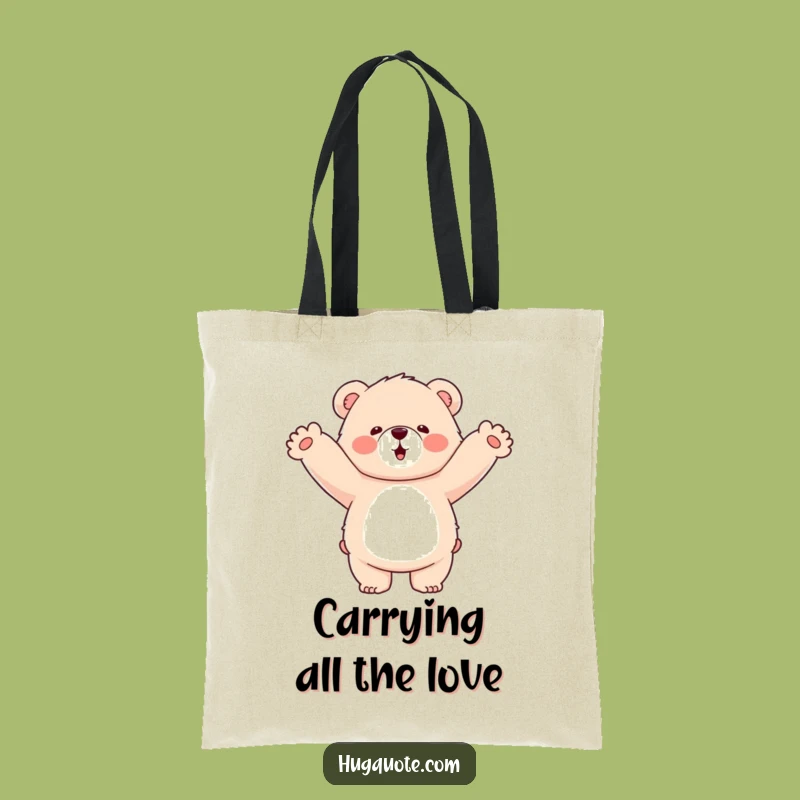 Funny Bear Hug Tote Bag: Fluffy Bear Loves Air - Carry Your Laughs!