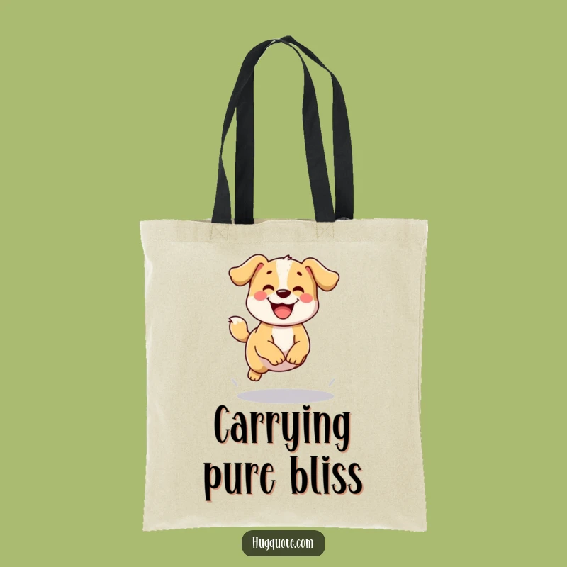 Funny Dog Jump Tote Bag: Pup Wags Tail - Carry Your Excitement!